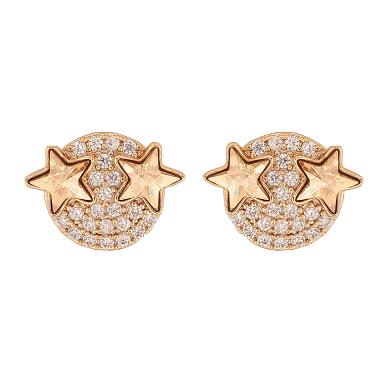 Сережки Xuping колір 18K з кристалами Swarovski пусети "Зірки кристали Golden Shadow" фото №1