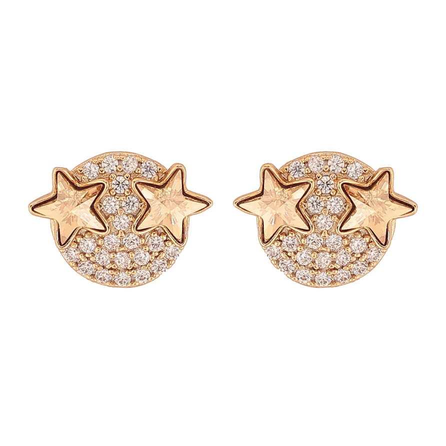 Сережки Xuping колір 18K з кристалами Swarovski пусети "Зірки кристали Golden Shadow" фото №1