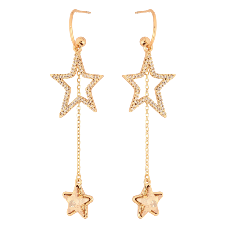 Сережки Xuping колір 18K з кристалами Swarovski пусети "Зоряні підвіски з кристалом Topaz" фото №13