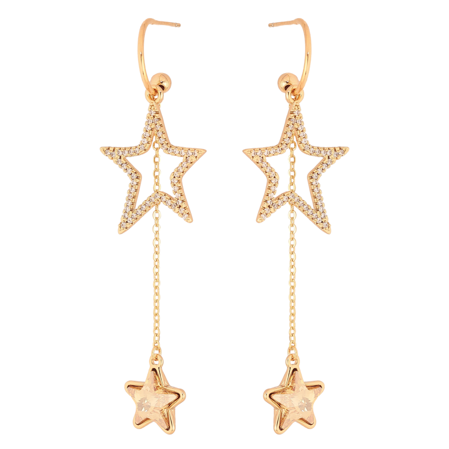 Сережки Xuping колір 18K з кристалами Swarovski пусети "Зоряні підвіски з кристалом Topaz" фото №1