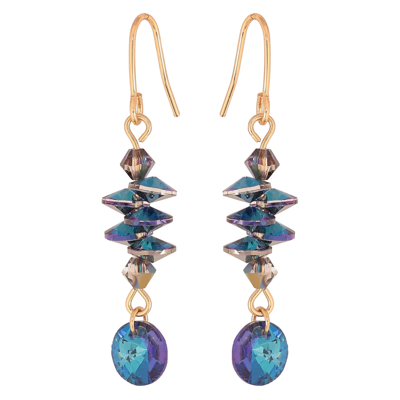 Сережки Xuping колір 18K з кристалами Swarovski французький замок "Кристали Bermuda Blue" фото №1 Сережки Xuping колір 18K з кристалами Swarovski французький замок "Кристали Bermuda Blue" фото №1