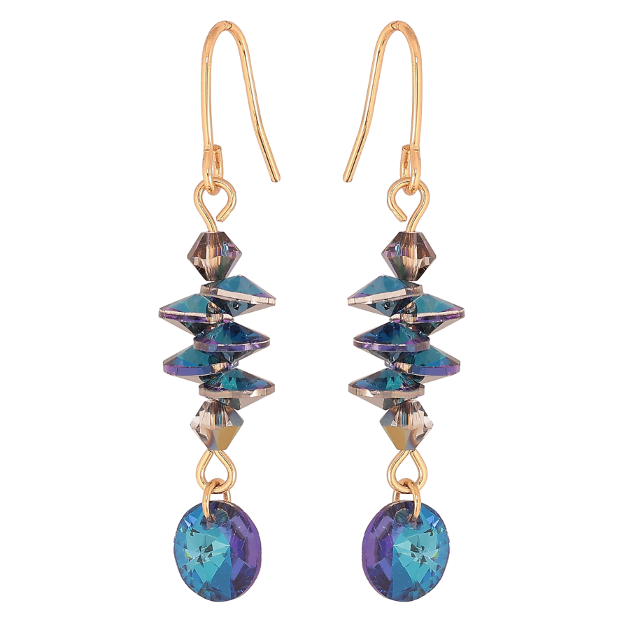 Сережки Xuping колір 18K з кристалами Swarovski французький замок "Кристали Bermuda Blue" фото №1 Сережки Xuping колір 18K з кристалами Swarovski французький замок "Кристали Bermuda Blue" фото №1