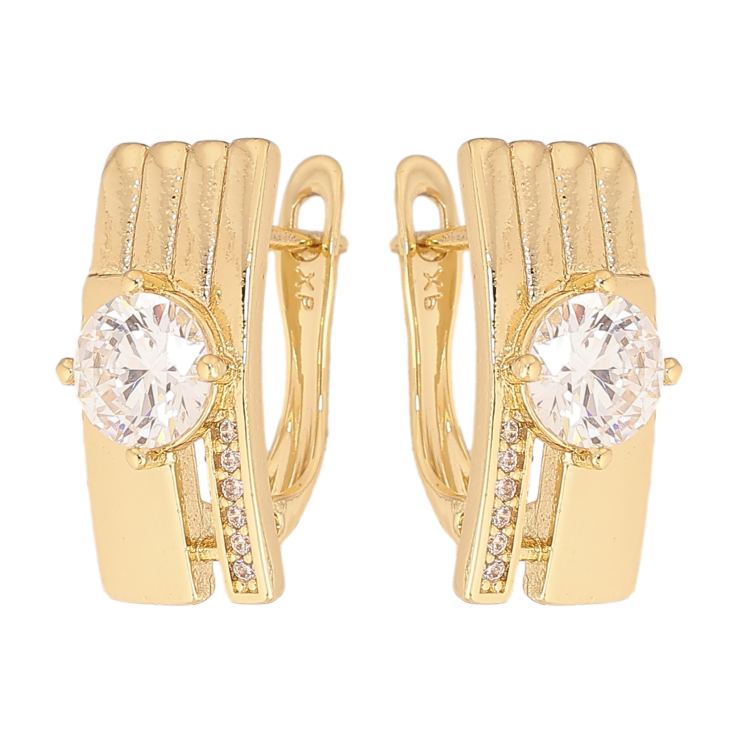 Сережки Xuping колір Позолота 14K англійський замок "Візерунок з кристалами" фото №19 Сережки Xuping колір Позолота 14K англійський замок "Візерунок з кристалами" фото №19