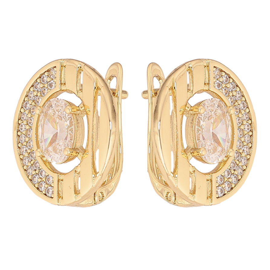 Сережки Xuping колір Позолота 14K англійський замок "Візерунок з кристалами" фото №1