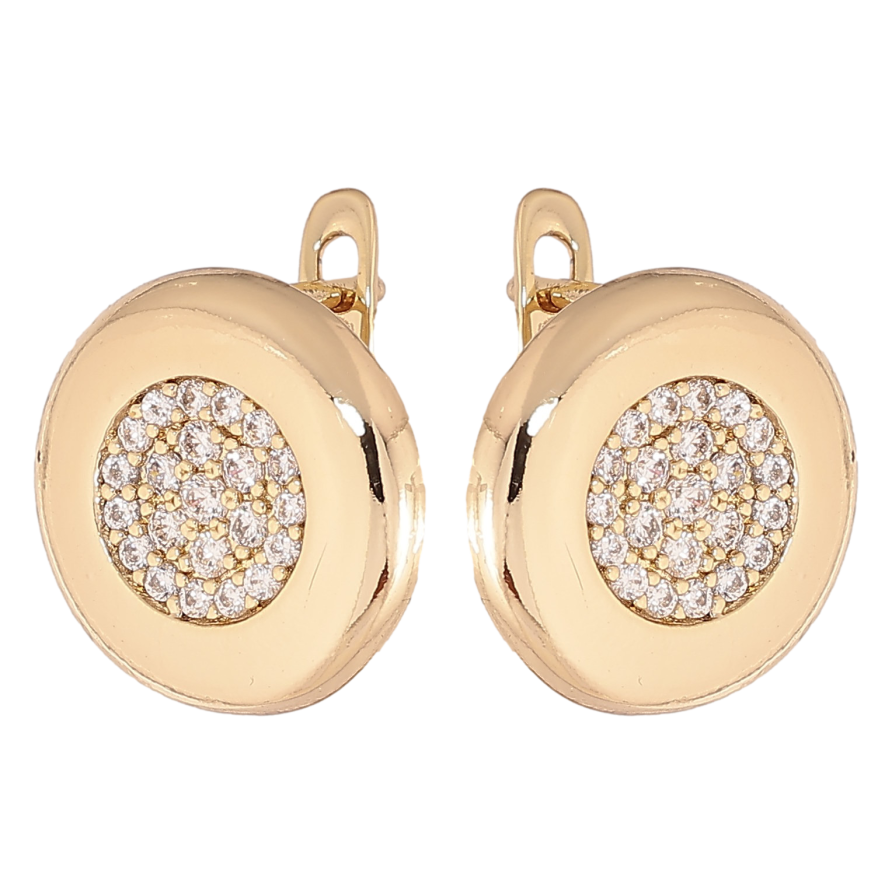 Сережки Xuping колір Позолота 14K англійський замок "Візерунок з кристалами" фото №1