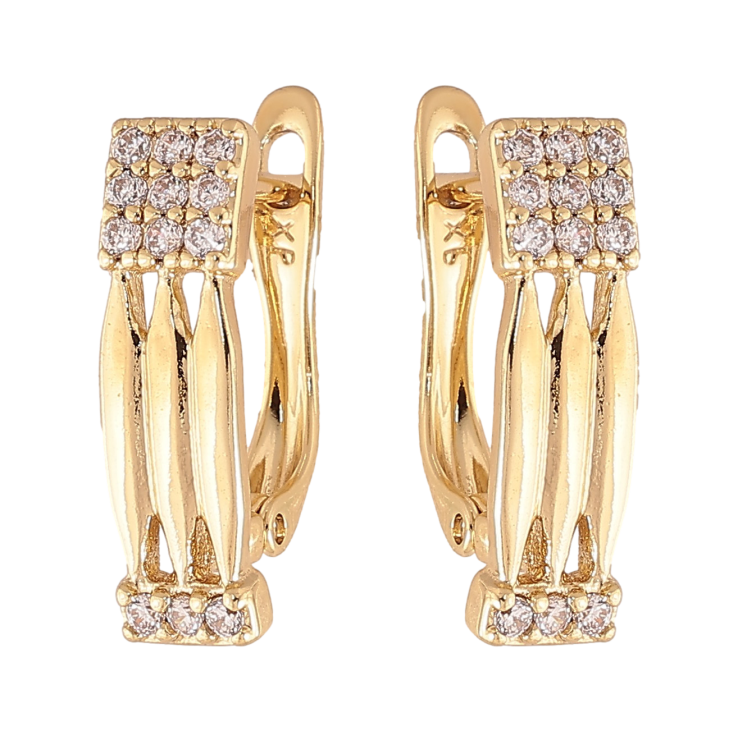 Сережки Xuping колір Позолота 14K англійський замок "Візерунок з кристалами" фото №17