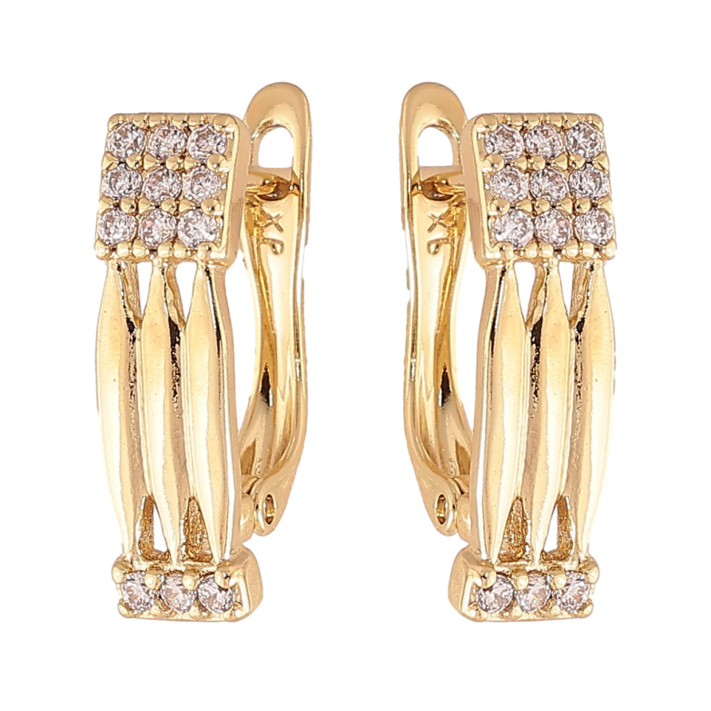 Сережки Xuping колір Позолота 14K англійський замок "Візерунок з кристалами" фото №1