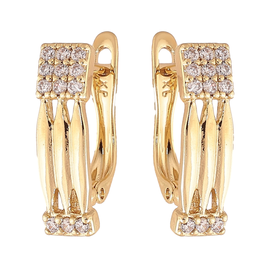 Сережки Xuping колір Позолота 14K англійський замок "Візерунок з кристалами" фото №1