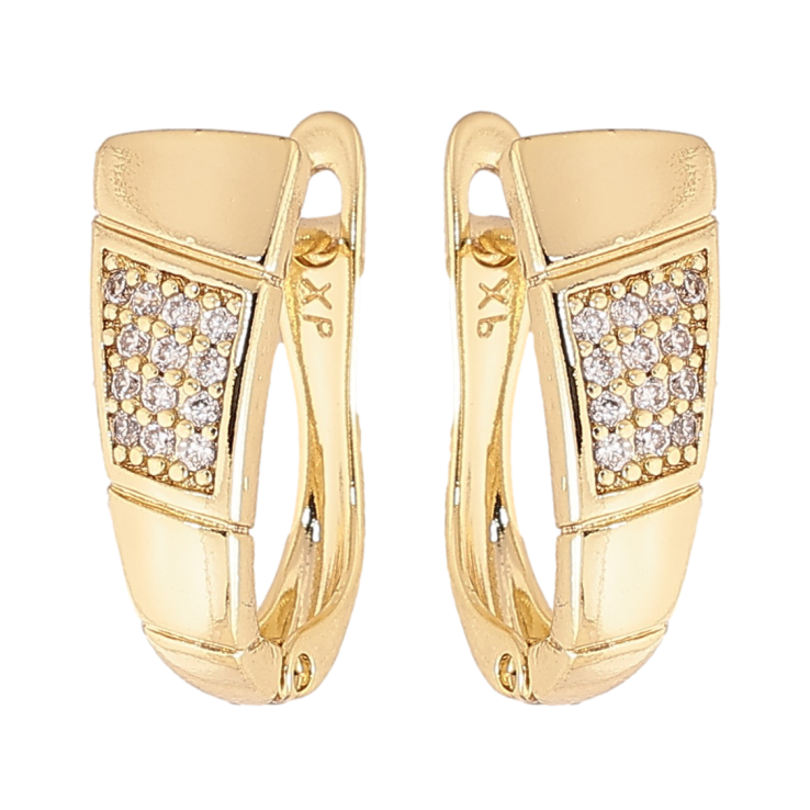 Сережки Xuping колір Позолота 14K англійський замок "Візерунок з кристалами" фото №15