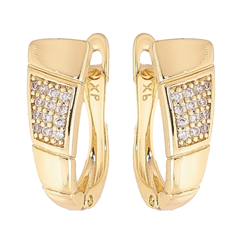 Серьги Xuping цвет Позолота 14K английский замок "Узор с кристаллами" фото №1