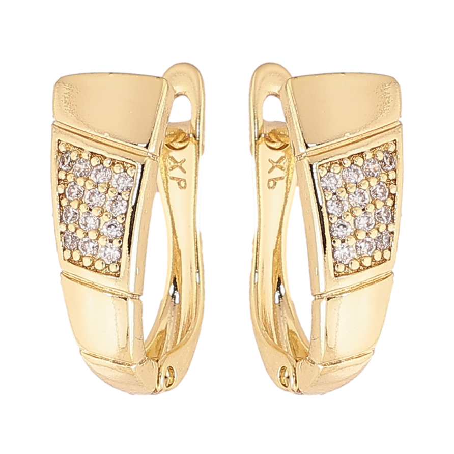 Сережки Xuping колір Позолота 14K англійський замок "Візерунок з кристалами" фото №1