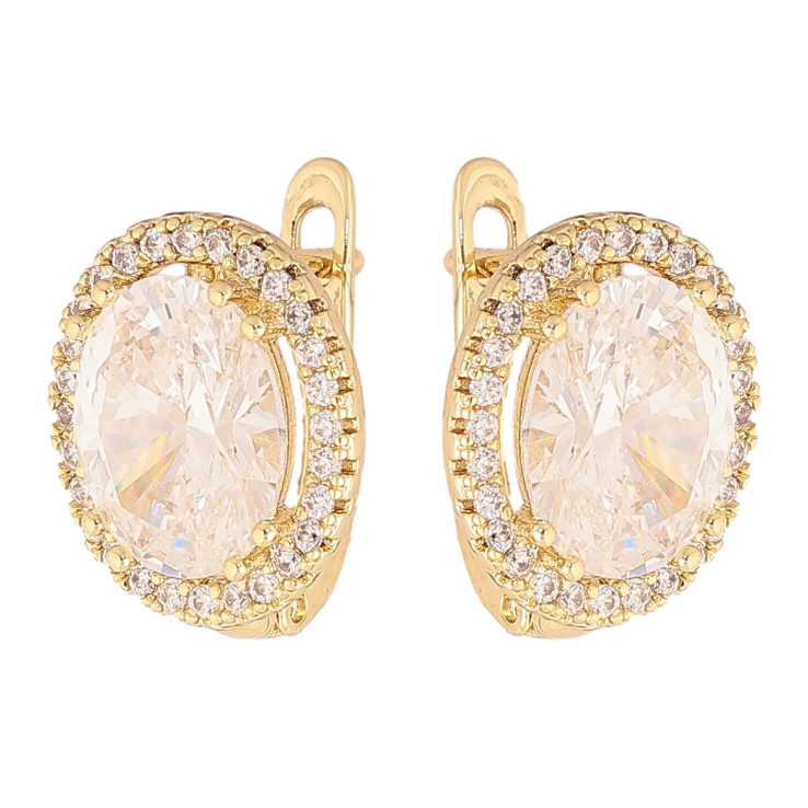 Сережки Xuping колір Позолота 14K англійський замок "Кристальний блиск" фото №12 Сережки Xuping колір Позолота 14K англійський замок "Кристальний блиск" фото №12