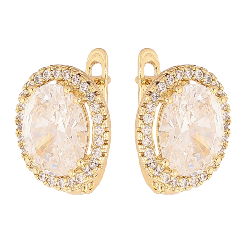 Сережки Xuping колір Позолота 14K англійський замок "Кристальний блиск" фото №1 Сережки Xuping колір Позолота 14K англійський замок "Кристальний блиск" фото №1