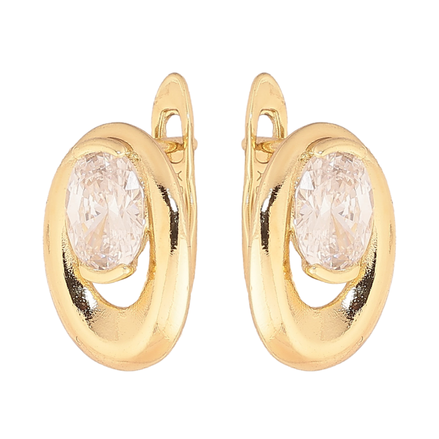 Сережки Xuping колір Позолота 14K англійський замок "Візерунок з кристалами" фото №1