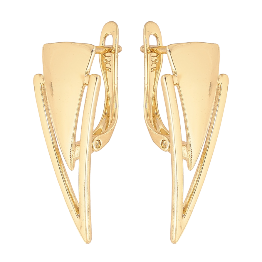 Сережки Xuping колір Позолота 14K англійський замок "Візерунок трикутниками" фото №1