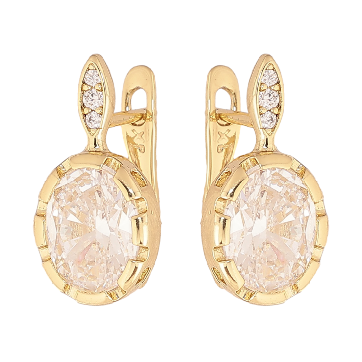 Сережки Xuping колір Позолота 14K англійський замок "Візерунок з кристалами" фото №8 Сережки Xuping колір Позолота 14K англійський замок "Візерунок з кристалами" фото №8