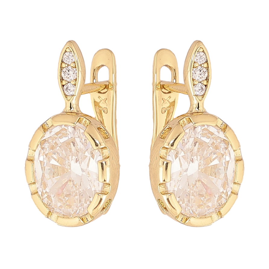 Сережки Xuping колір Позолота 14K англійський замок "Візерунок з кристалами" фото №1