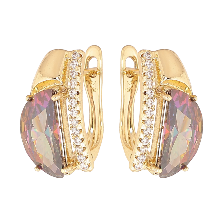 Сережки Xuping колір Позолота 14K англійський замок "Візерунок з кристалом хамелеон" фото №25