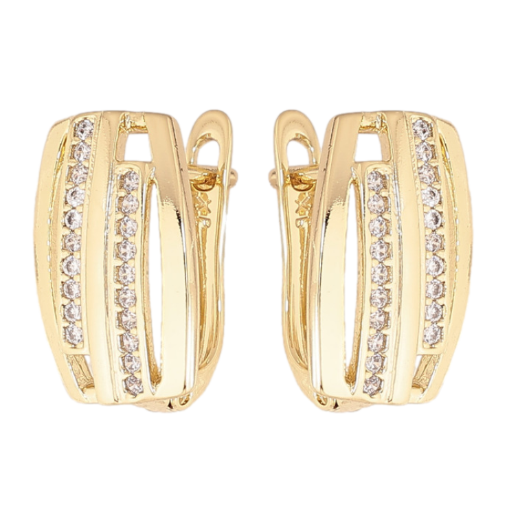 Сережки Xuping колір Позолота 14K англійський замок "Візерунок з кристалами" фото №14 Сережки Xuping колір Позолота 14K англійський замок "Візерунок з кристалами" фото №14