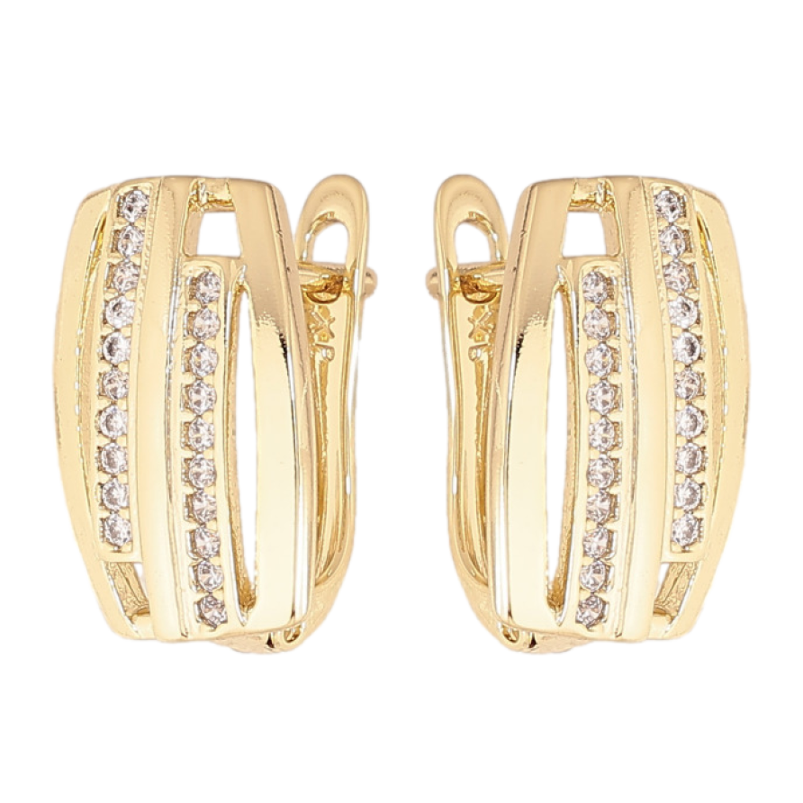 Сережки Xuping колір Позолота 14K англійський замок "Візерунок з кристалами" фото №1