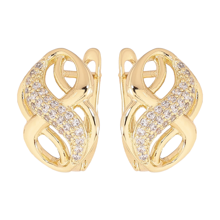 Сережки Xuping колір Позолота 14K англійський замок "Візерунок з кристалами" фото №15 Сережки Xuping колір Позолота 14K англійський замок "Візерунок з кристалами" фото №15