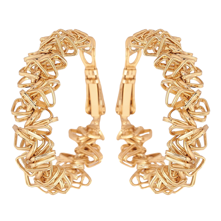 Сережки Xuping колір Позолота 14K кільця (конго) "Декоративний візерунок" ø 3см фото №10 Сережки Xuping колір Позолота 14K кільця (конго) "Декоративний візерунок" ø 3см фото №10