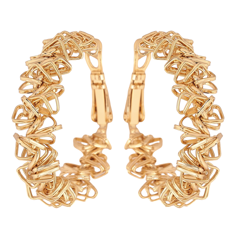 Сережки Xuping колір Позолота 14K кільця (конго) "Декоративний візерунок" ø 3см фото №1