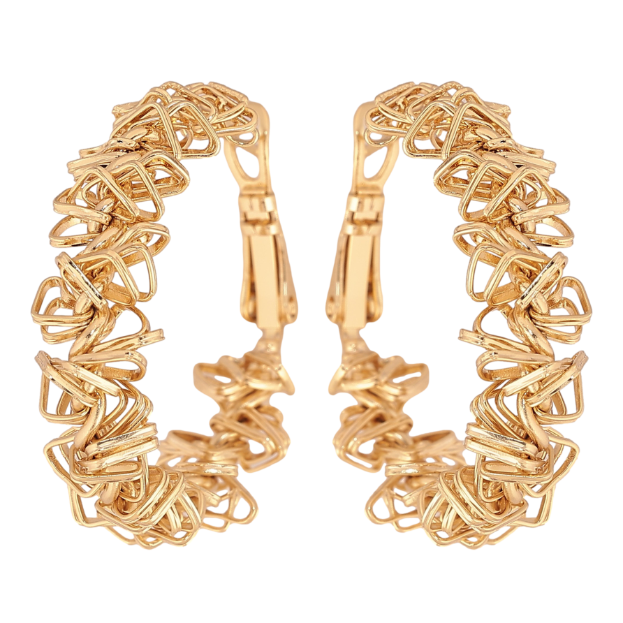 Сережки Xuping колір Позолота 14K кільця (конго) "Декоративний візерунок" ø 3см фото №1