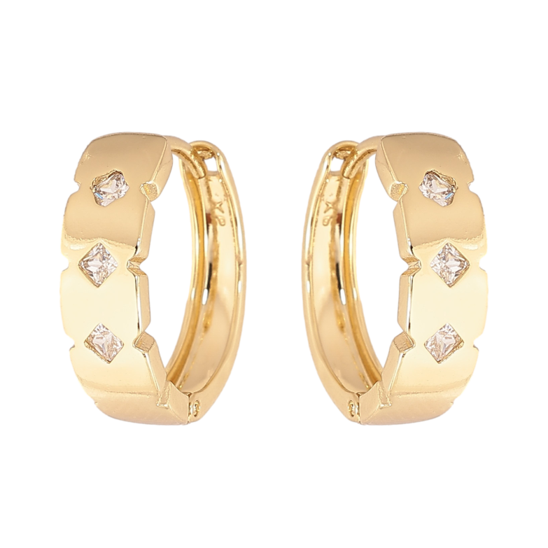 Сережки Xuping колір Позолота 14K колечка "Візерунок з кристалами" фото №1 Сережки Xuping колір Позолота 14K колечка "Візерунок з кристалами" фото №1