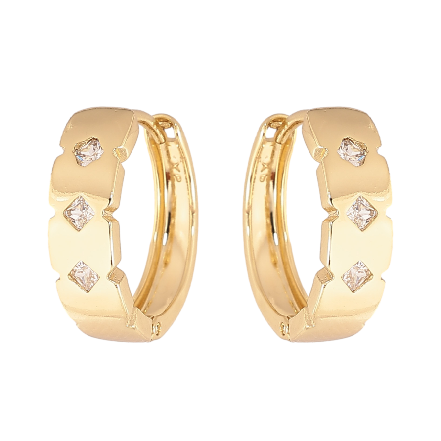 Сережки Xuping колір Позолота 14K колечка "Візерунок з кристалами" фото №1