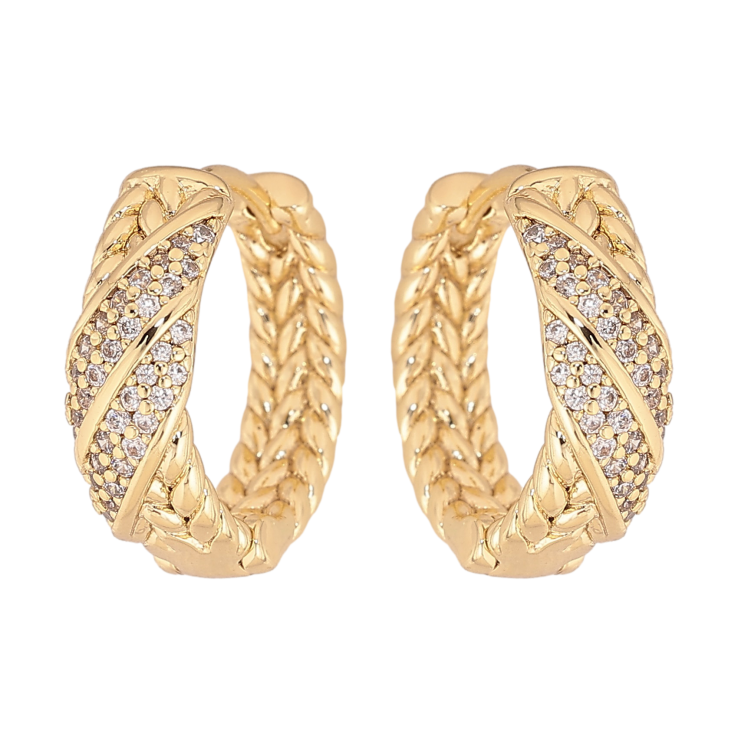 Сережки Xuping колір Позолота 14K колечка "Візерунок з кристалами" фото №21 Сережки Xuping колір Позолота 14K колечка "Візерунок з кристалами" фото №21