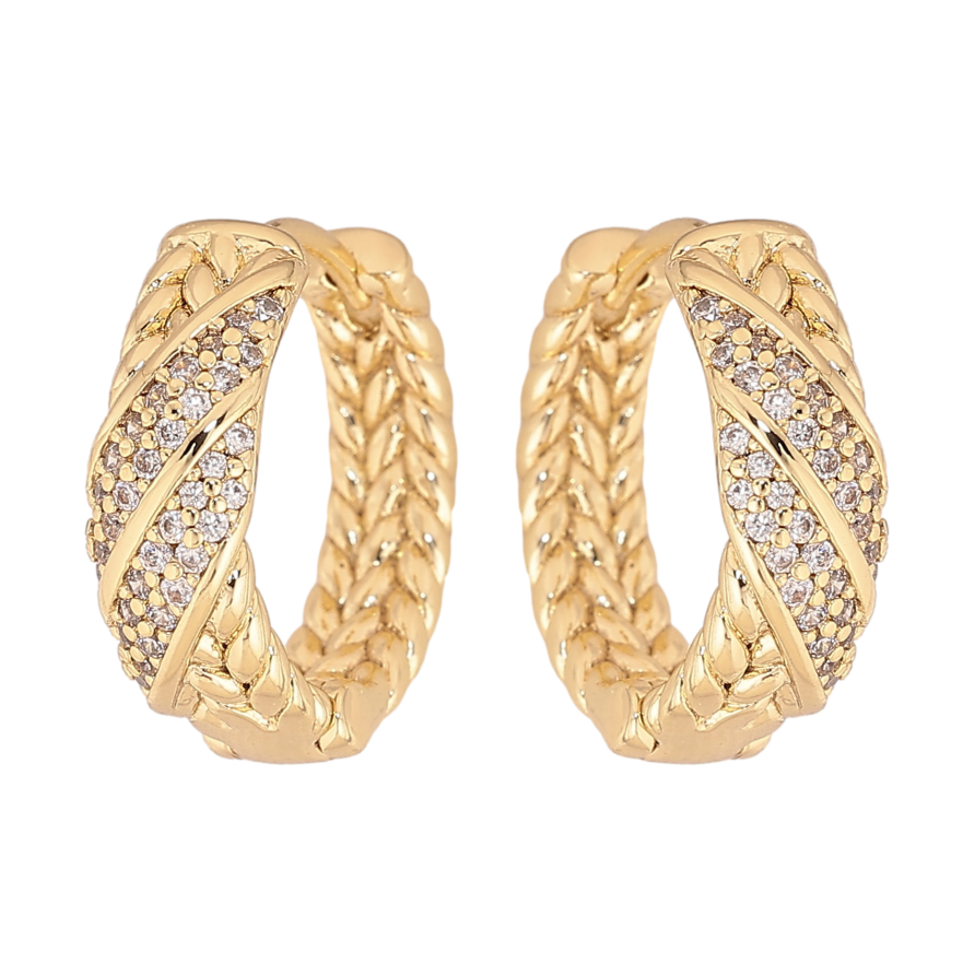 Сережки Xuping колір Позолота 14K колечка "Візерунок з кристалами" фото №1