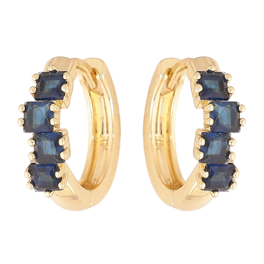 Сережки Xuping колір Позолота 14K колечка "Доріжки синіх кристалів" фото №1