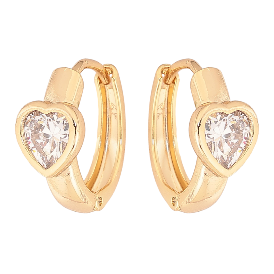 Сережки Xuping колір Позолота 14K колечка "Кристальні серця" фото №1 Сережки Xuping колір Позолота 14K колечка "Кристальні серця" фото №1