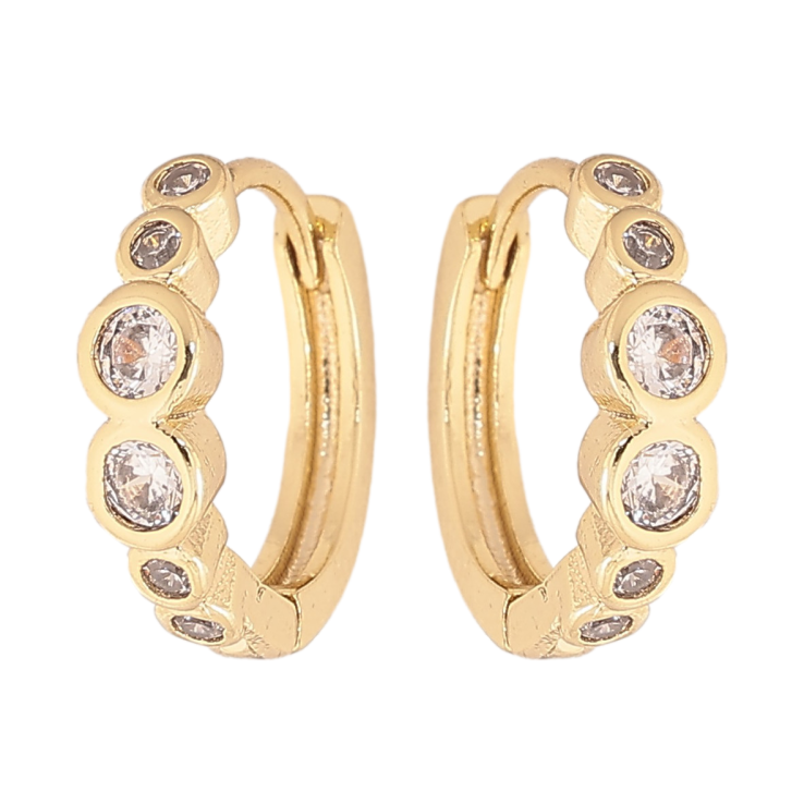 Сережки Xuping колір Позолота 14K колечка "Доріжки кристалів" фото №14