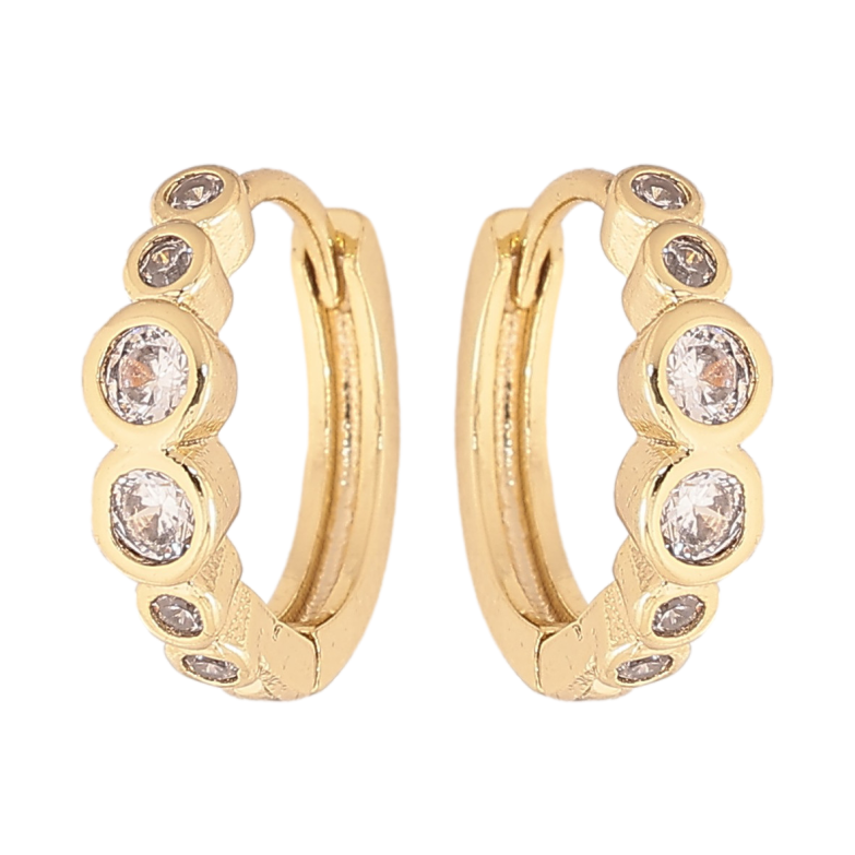 Сережки Xuping колір Позолота 14K колечка "Доріжки кристалів" фото №1