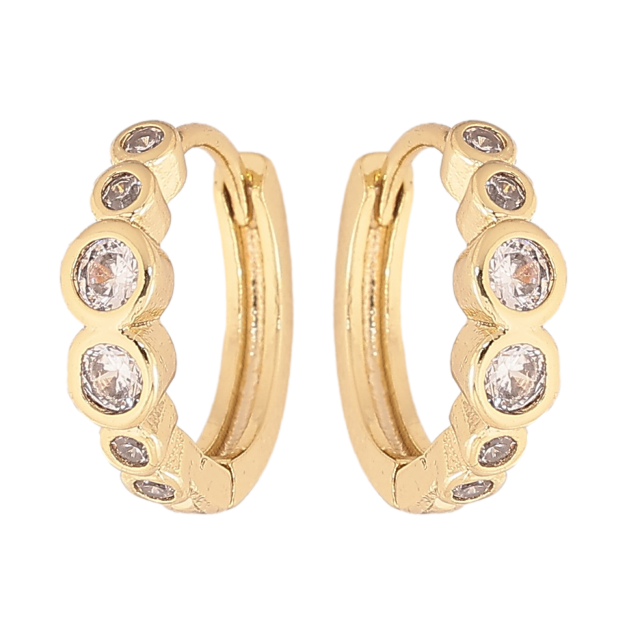 Сережки Xuping колір Позолота 14K колечка "Доріжки кристалів" фото №1