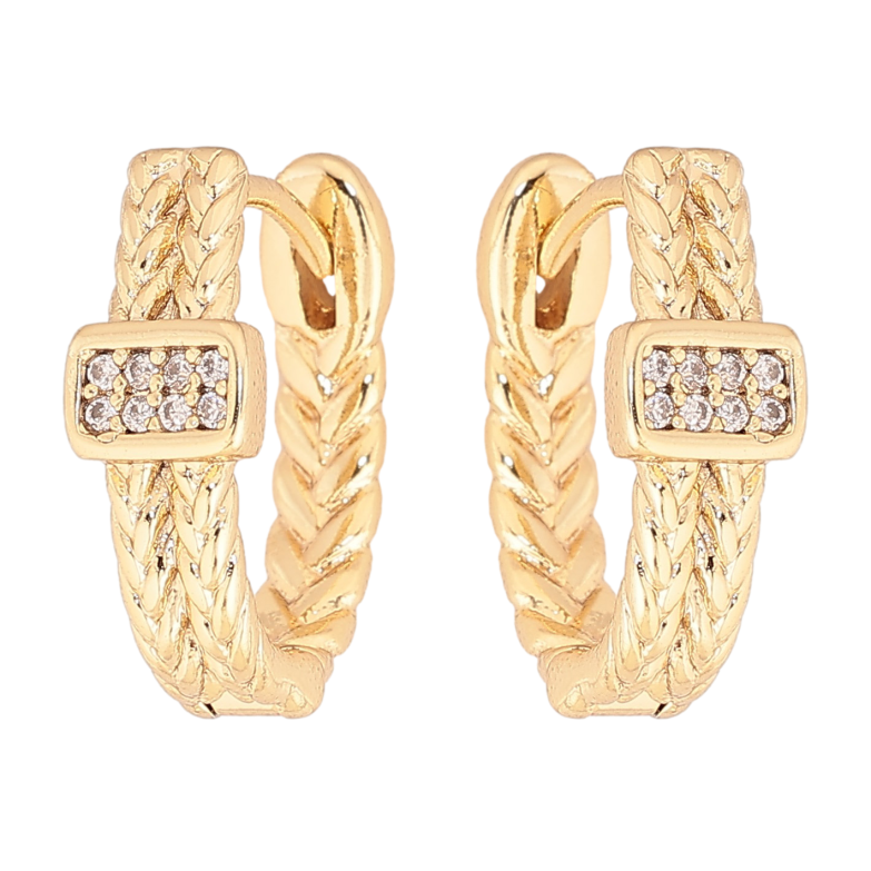 Серьги Xuping цвет Позолота 14K колечки "Узор с кристаллами" фото №1