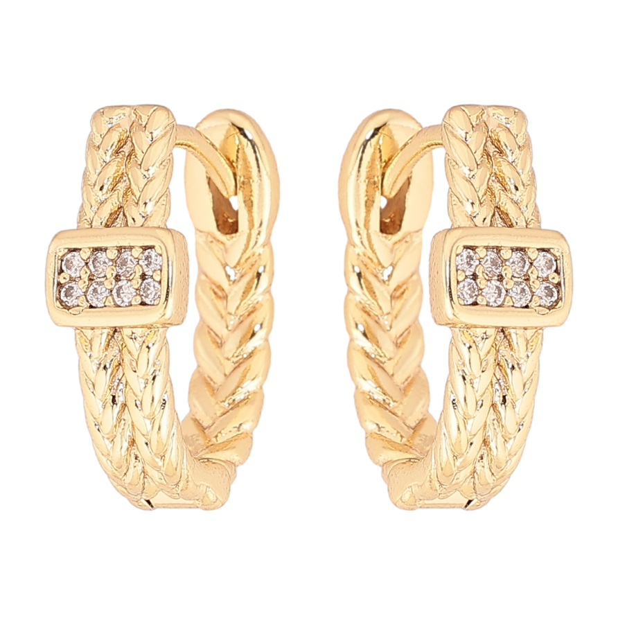 Сережки Xuping колір Позолота 14K колечка "Візерунок з кристалами" фото №1