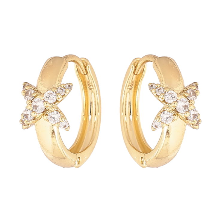 Сережки Xuping колір Позолота 14K колечка "Візерунок з кристалами" фото №16