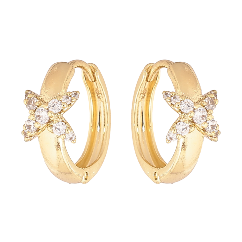 Сережки Xuping колір Позолота 14K колечка "Візерунок з кристалами" фото №6 Сережки Xuping колір Позолота 14K колечка "Візерунок з кристалами" фото №6