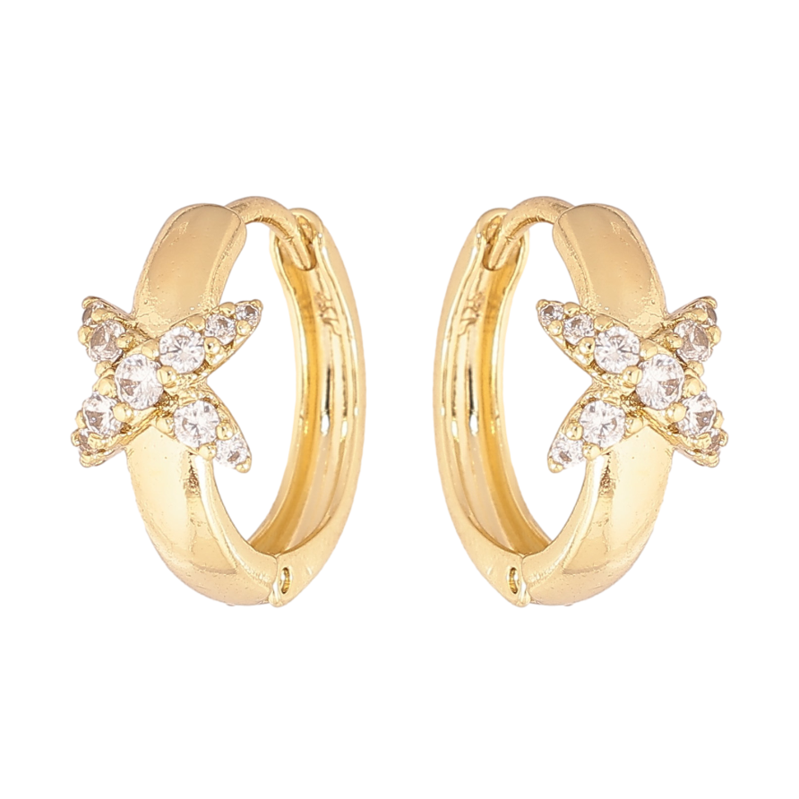 Сережки Xuping колір Позолота 14K колечка "Візерунок з кристалами" фото №1 Сережки Xuping колір Позолота 14K колечка "Візерунок з кристалами" фото №1