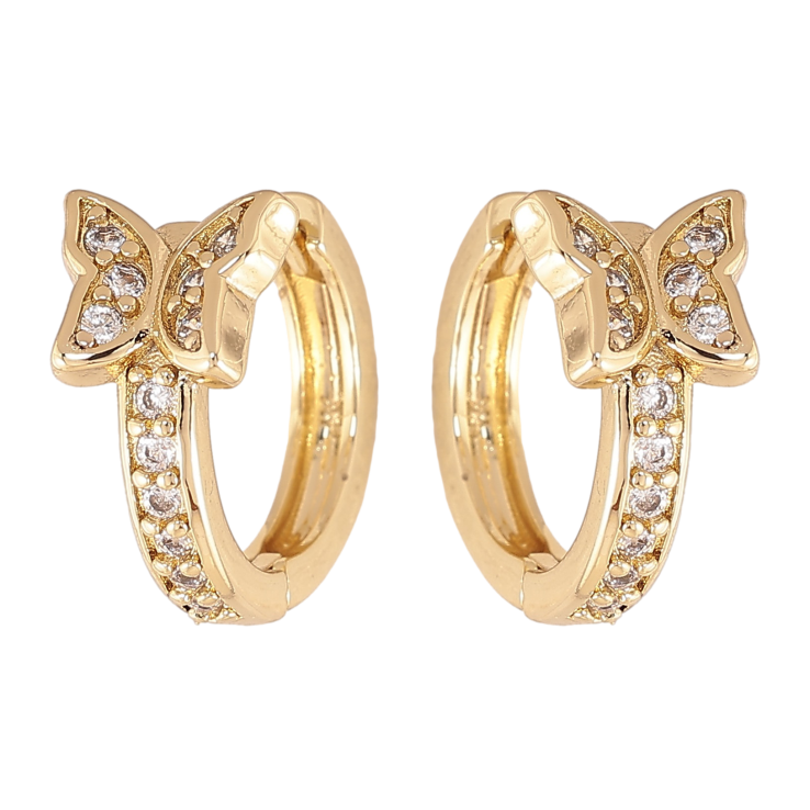 Сережки Xuping колір Позолота 14K колечка "Метелики з кристалами" фото №11 Сережки Xuping колір Позолота 14K колечка "Метелики з кристалами" фото №11