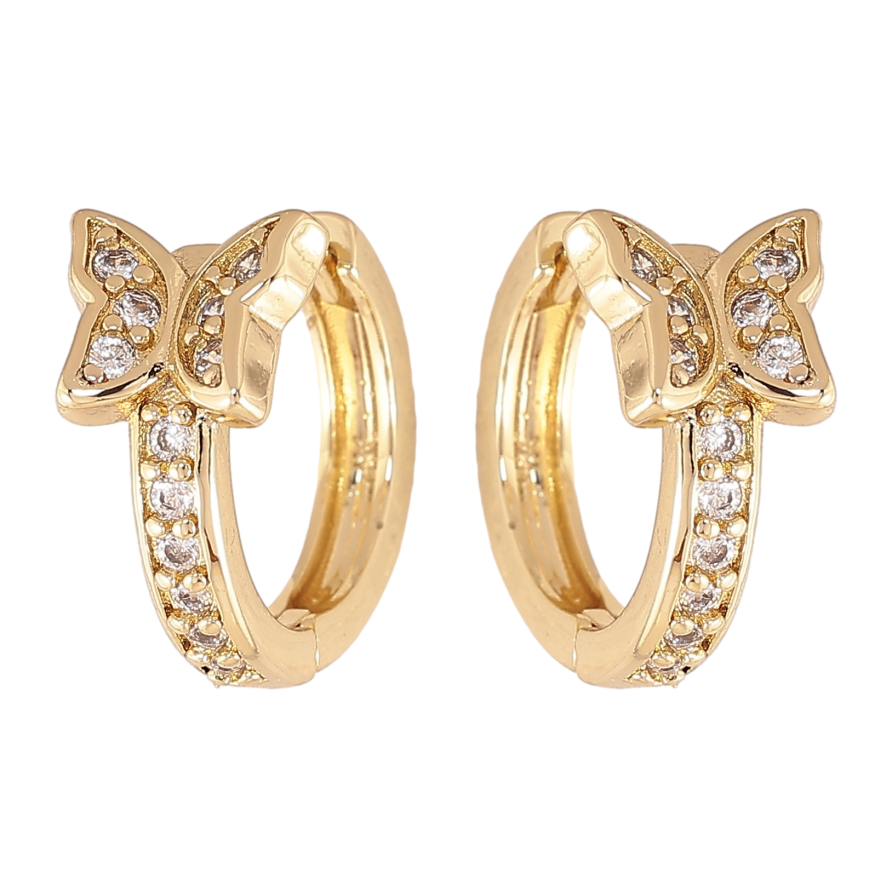 Сережки Xuping колір Позолота 14K колечка "Метелики з кристалами" фото №1
