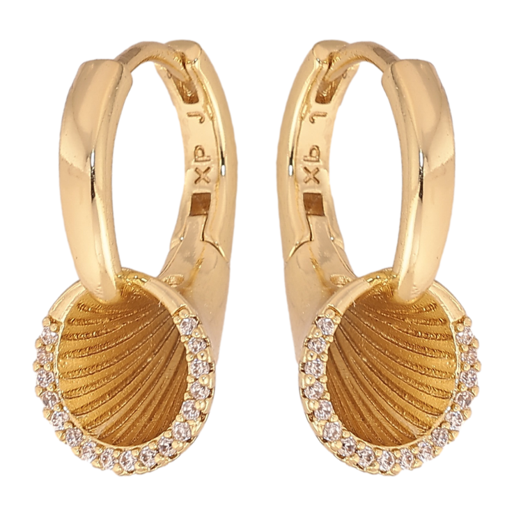 Сережки Xuping колір Позолота 14K колечка "Візерунок з кристалами" фото №10