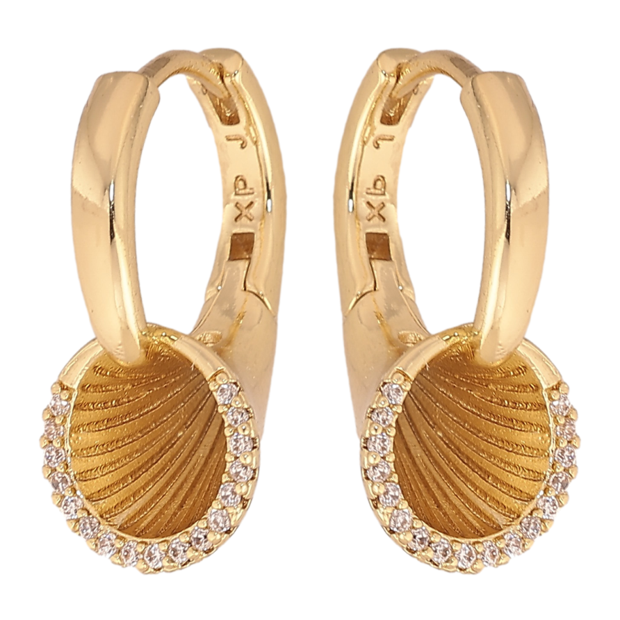 Сережки Xuping колір Позолота 14K колечка "Візерунок з кристалами" фото №1