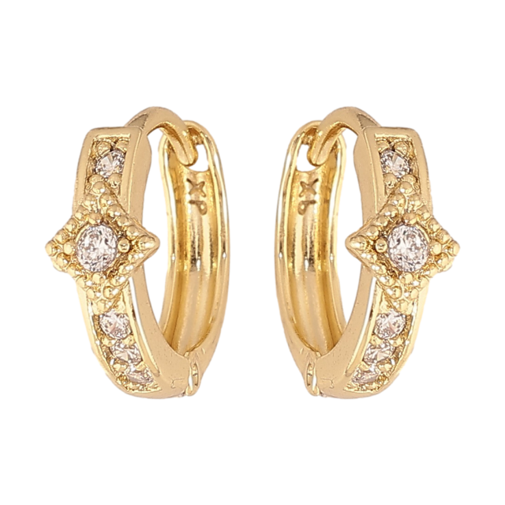 Сережки Xuping колір Позолота 14K колечка "Візерунок з кристалами" фото №11