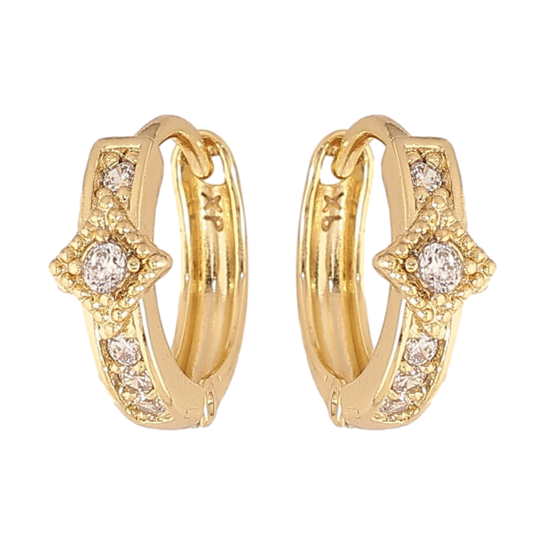 Сережки Xuping колір Позолота 14K колечка "Візерунок з кристалами" фото №1