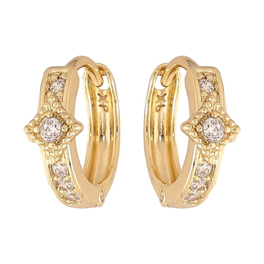 Сережки Xuping колір Позолота 14K колечка "Візерунок з кристалами" фото №1