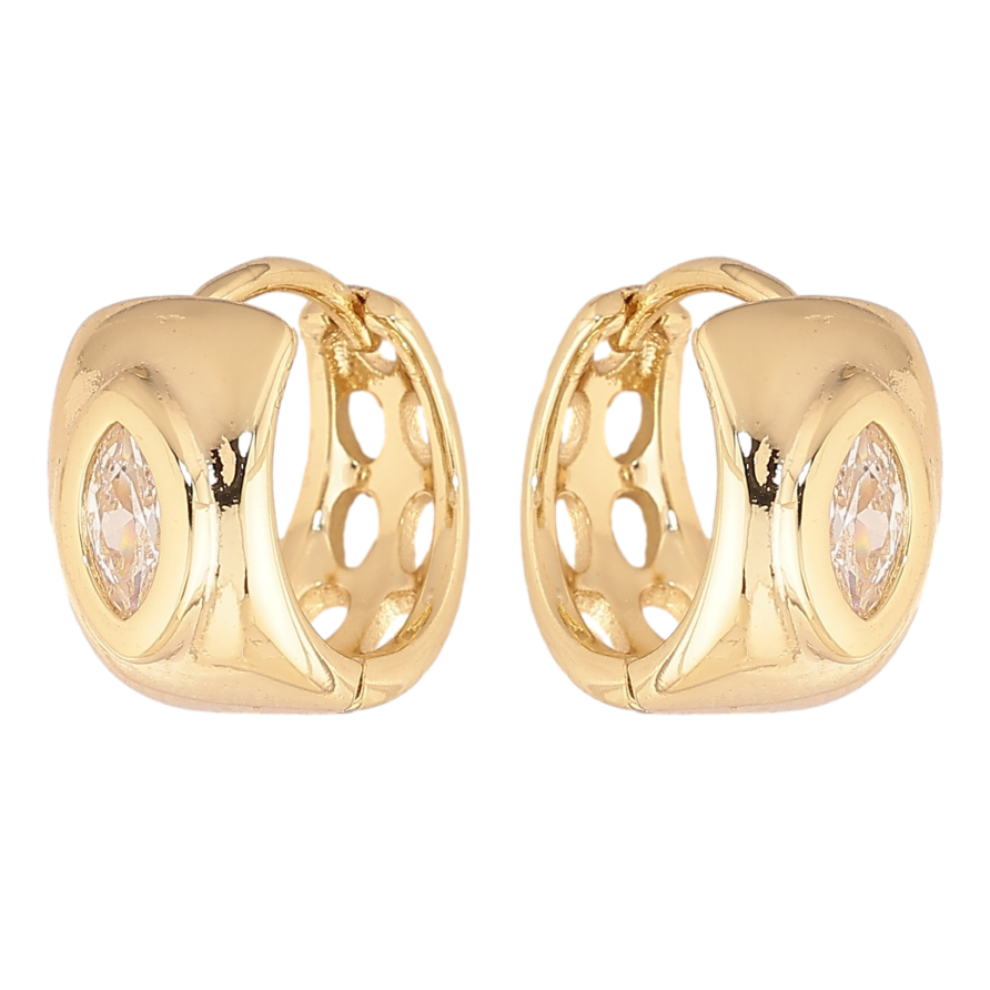 Сережки Xuping колір Позолота 14K колечка "Візерунок з кристалами" фото №1 Сережки Xuping колір Позолота 14K колечка "Візерунок з кристалами" фото №1